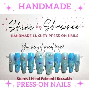 Handmade Luxury Press-On Nails | Sturdy & Reusable | Butterfly Effect